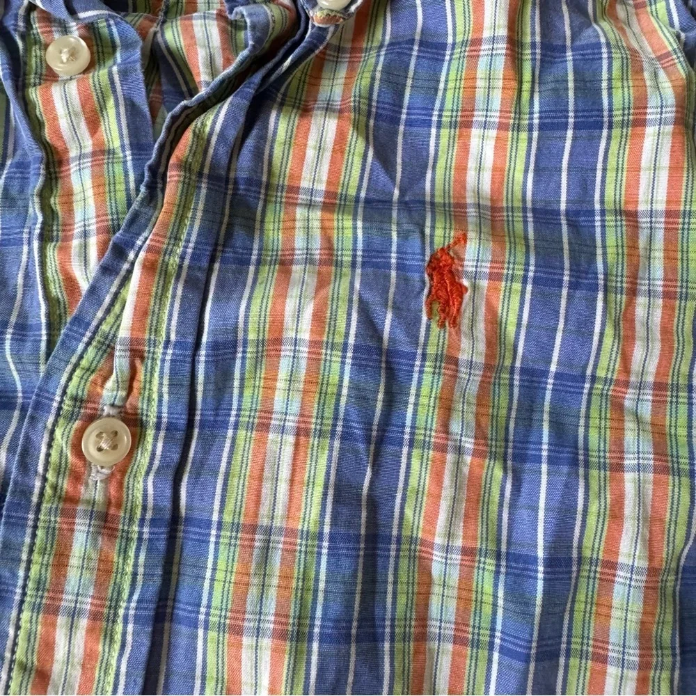 Ralph Lauren Blue Green Plaid Shirt Short Sleeve Classic Preppy Button Up 3T